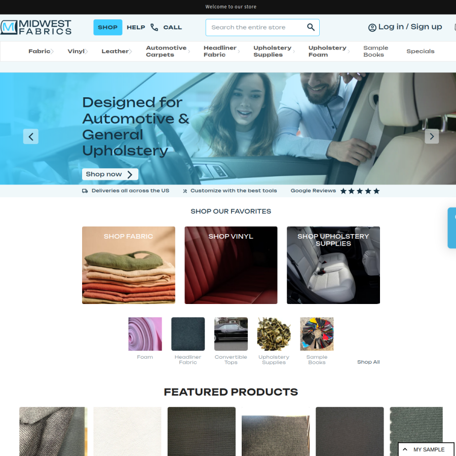 midwestfabrics.com homepage screenshot