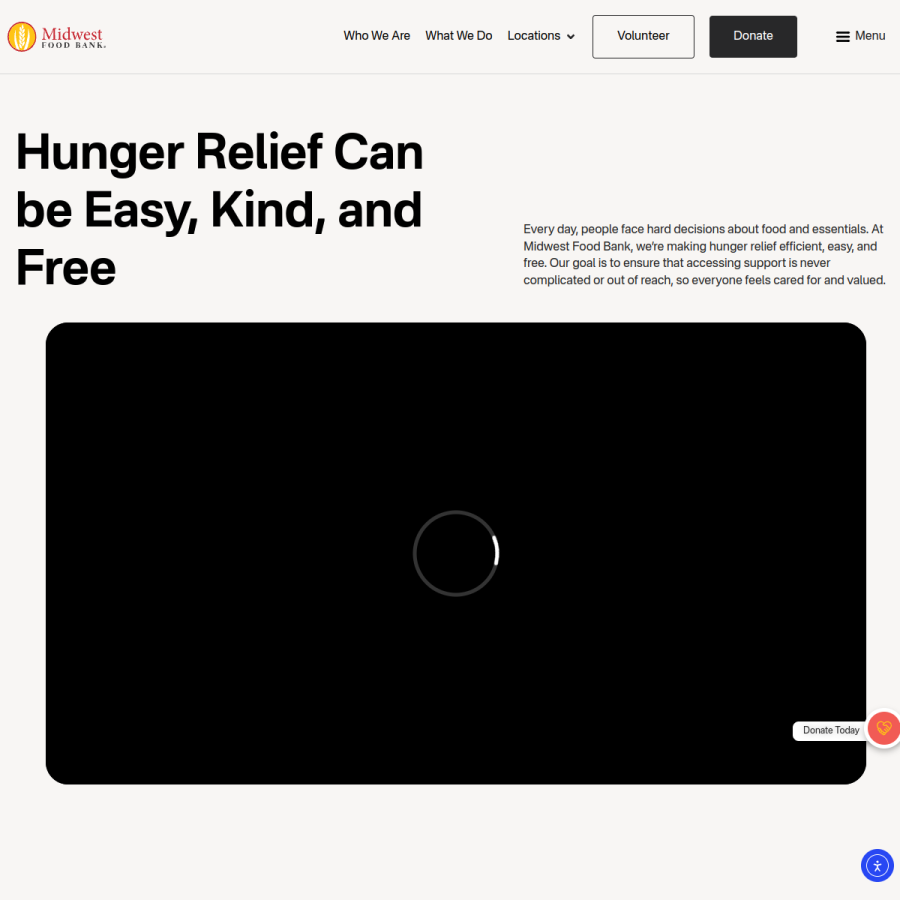 midwestfoodbank.org homepage screenshot