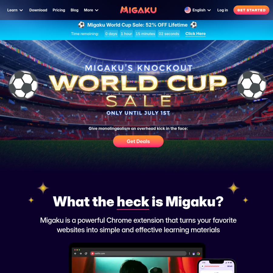 migaku.com homepage screenshot