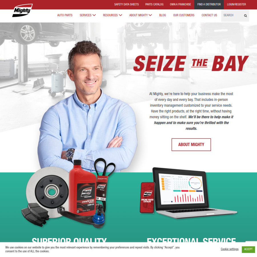 mightyautoparts.com homepage screenshot