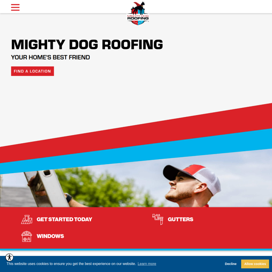 mightydogroofing.com homepage screenshot