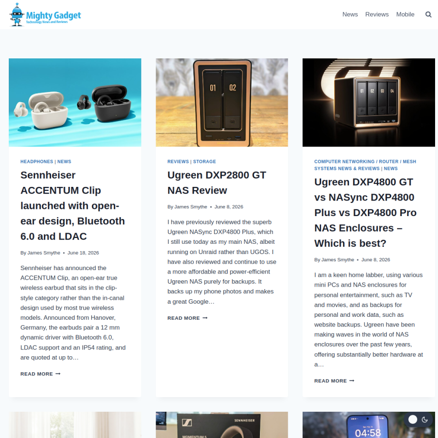 mightygadget.co.uk homepage screenshot