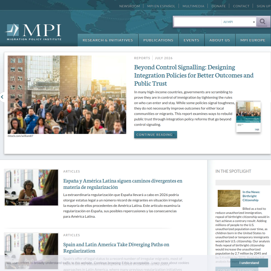 migrationpolicy.org homepage screenshot