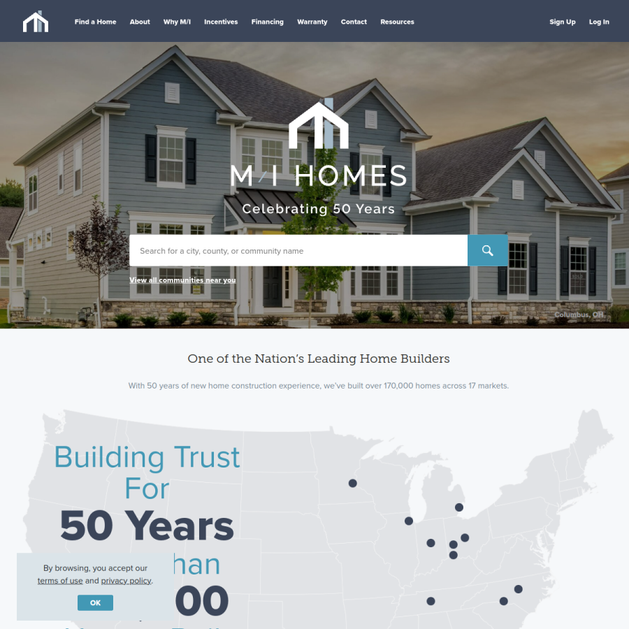 mihomes.com homepage screenshot