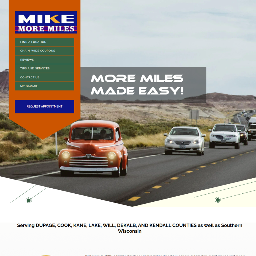 mikemoremiles.com homepage screenshot