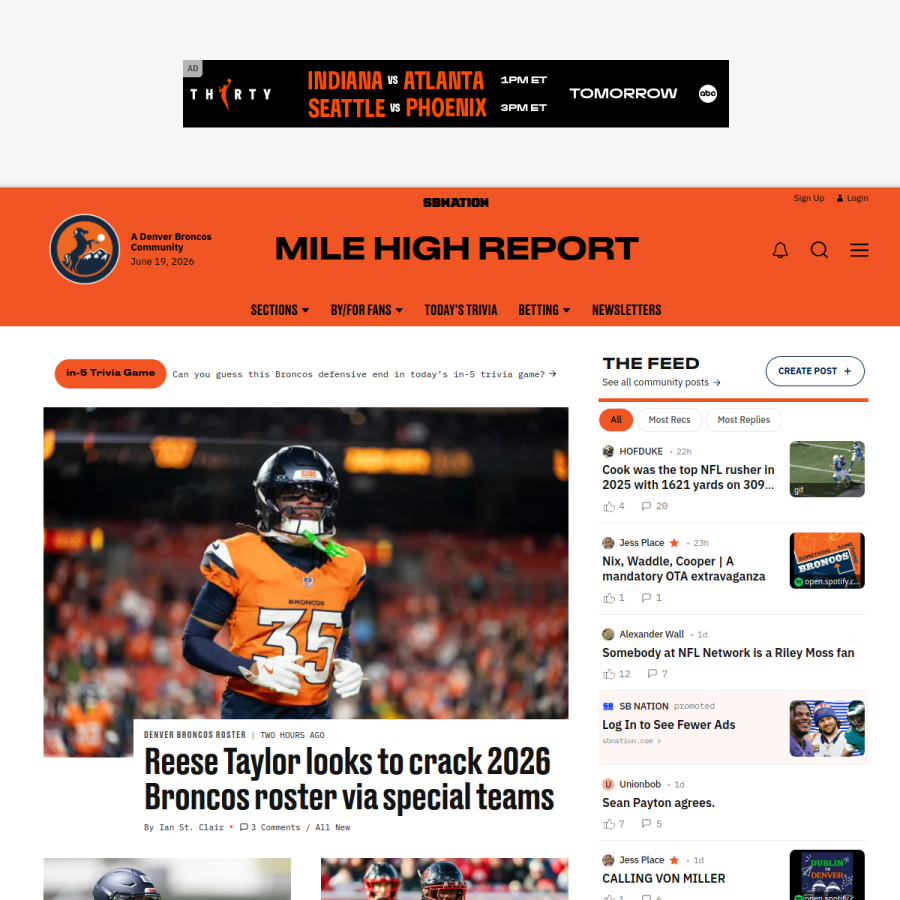 milehighreport.com homepage screenshot