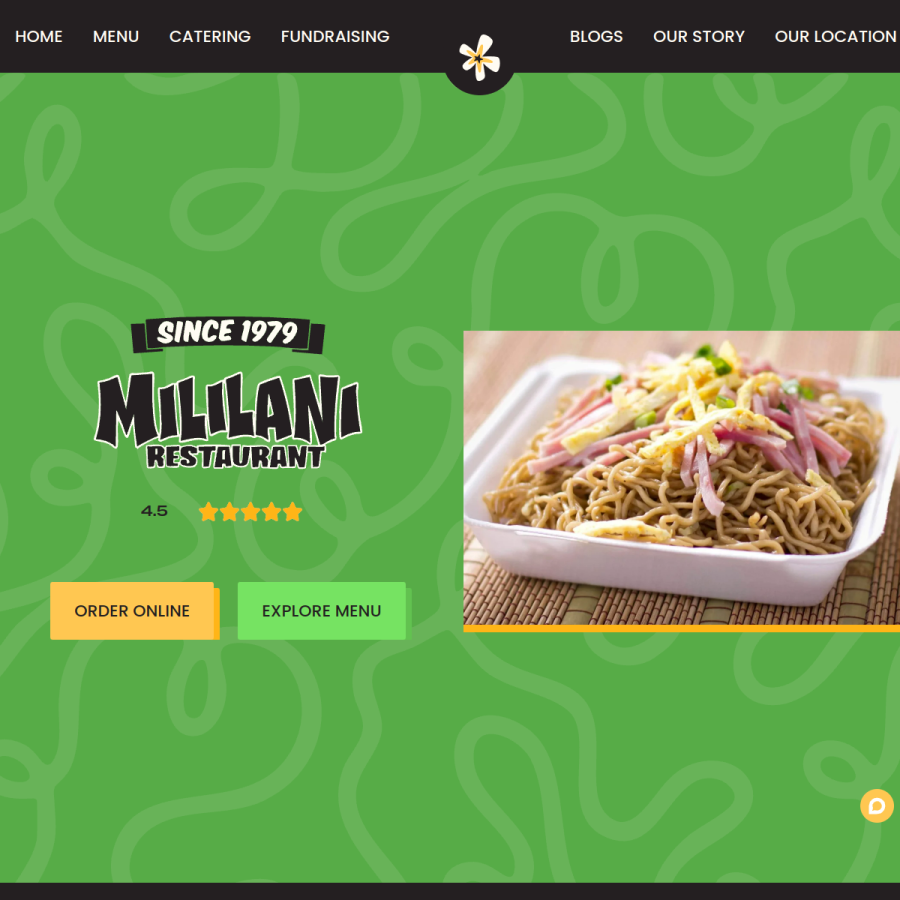 mililanirestaurant.com homepage screenshot