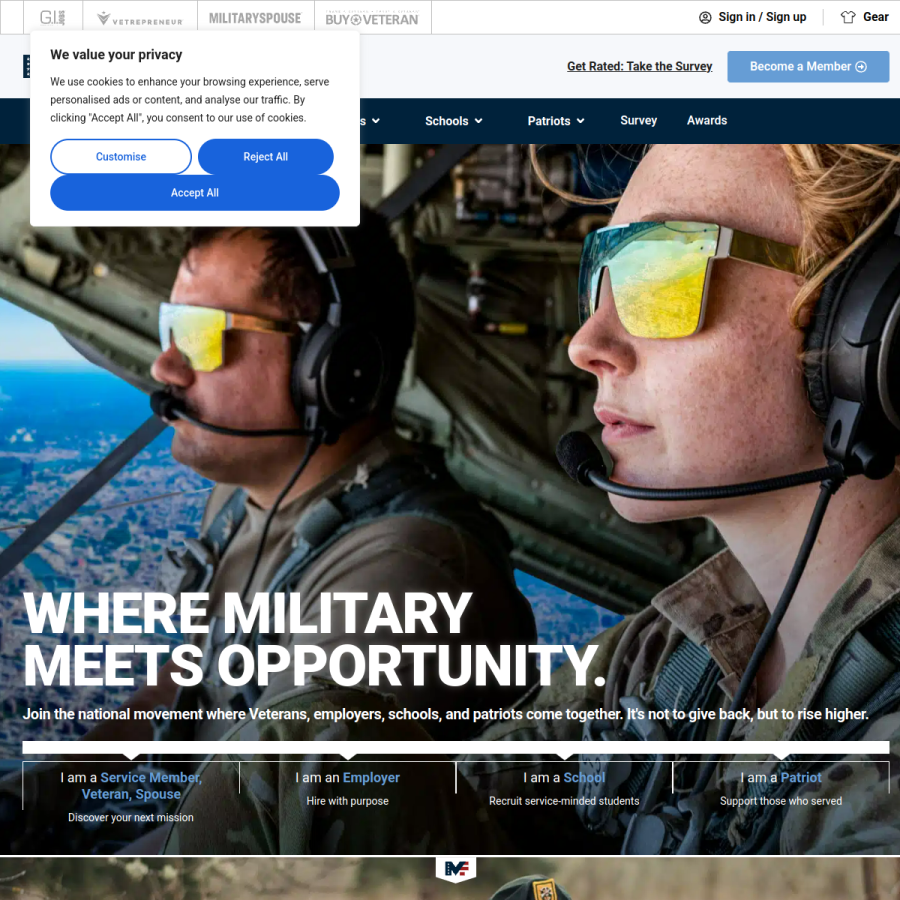 militaryfriendly.com homepage screenshot