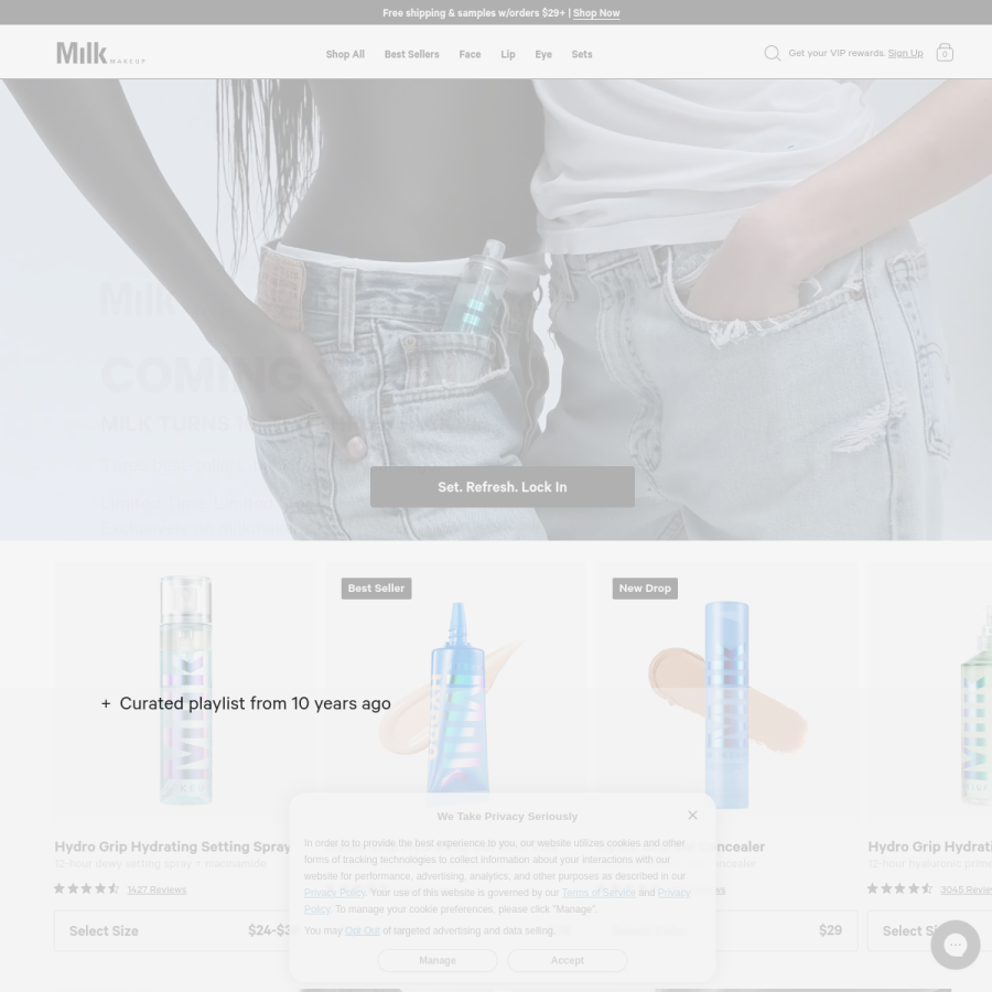 milkmakeup.com homepage screenshot