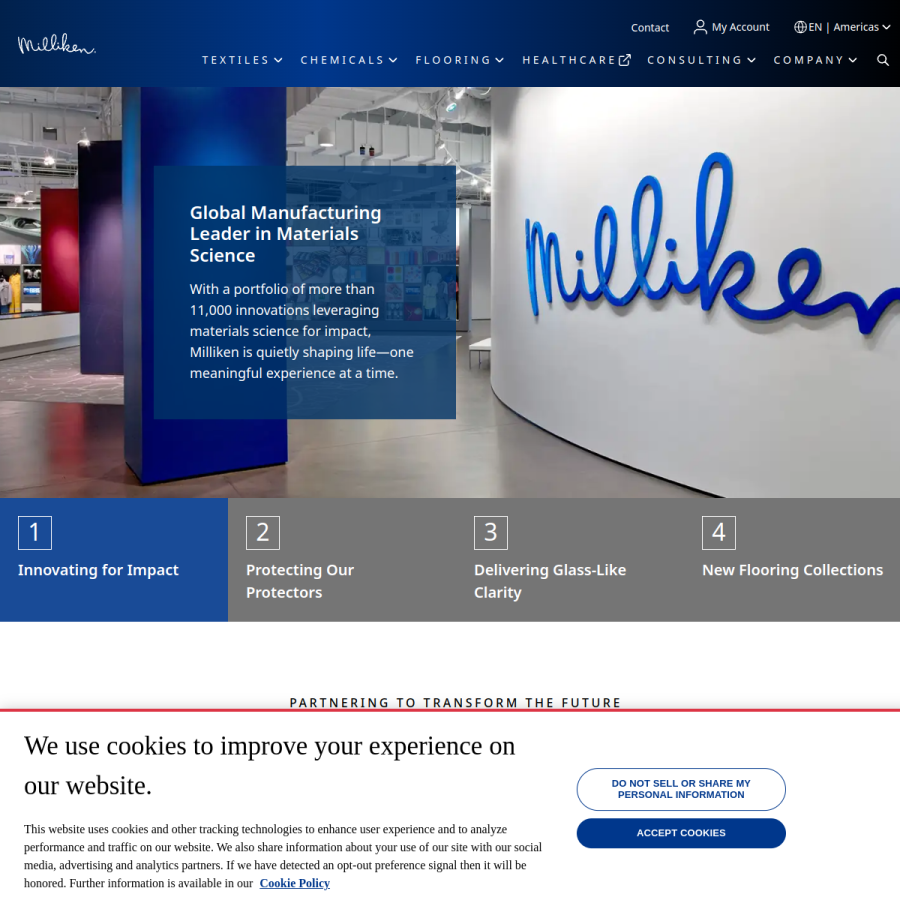 milliken.com homepage screenshot