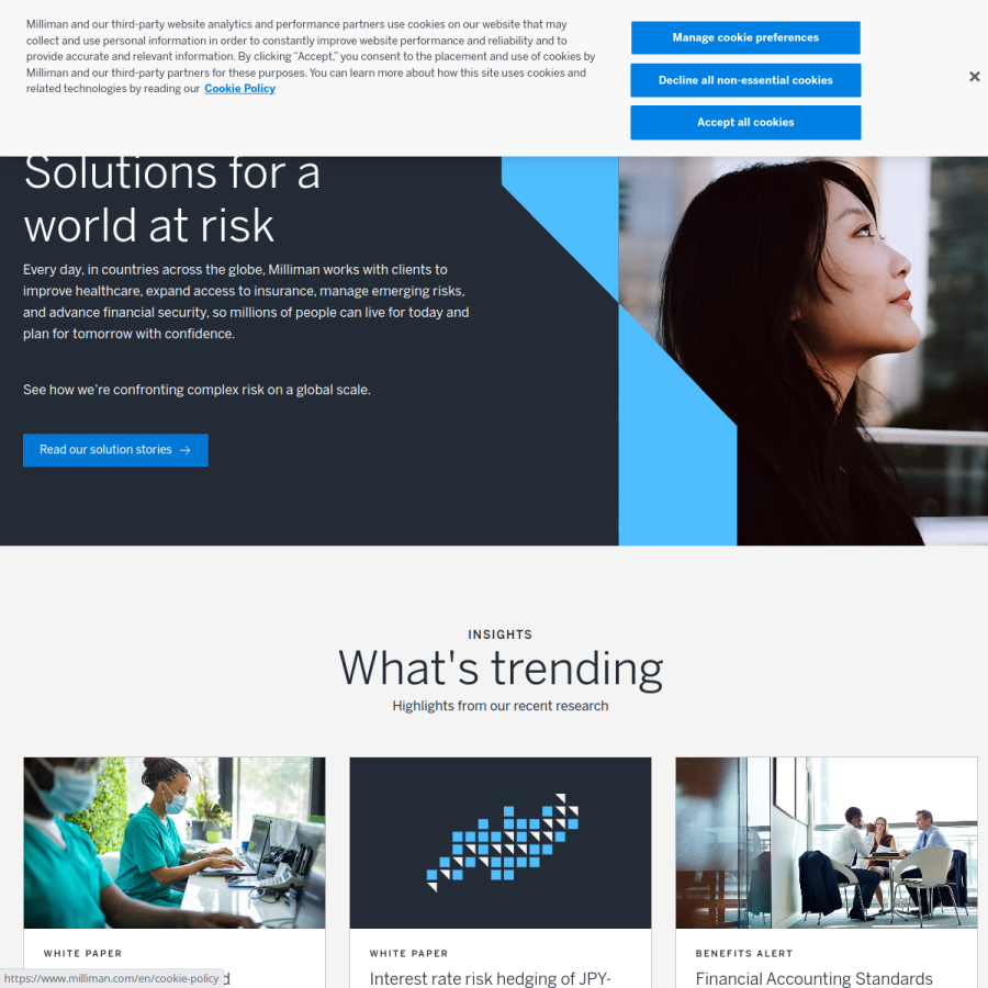 milliman.com homepage screenshot