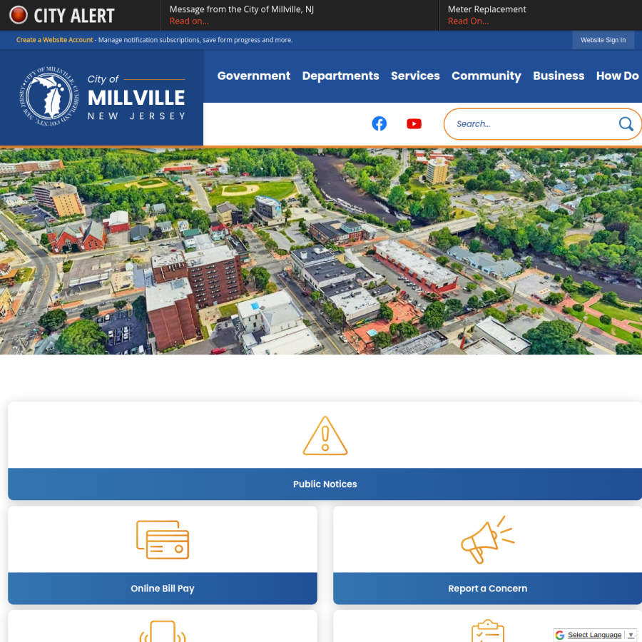 millvillenj.gov homepage screenshot