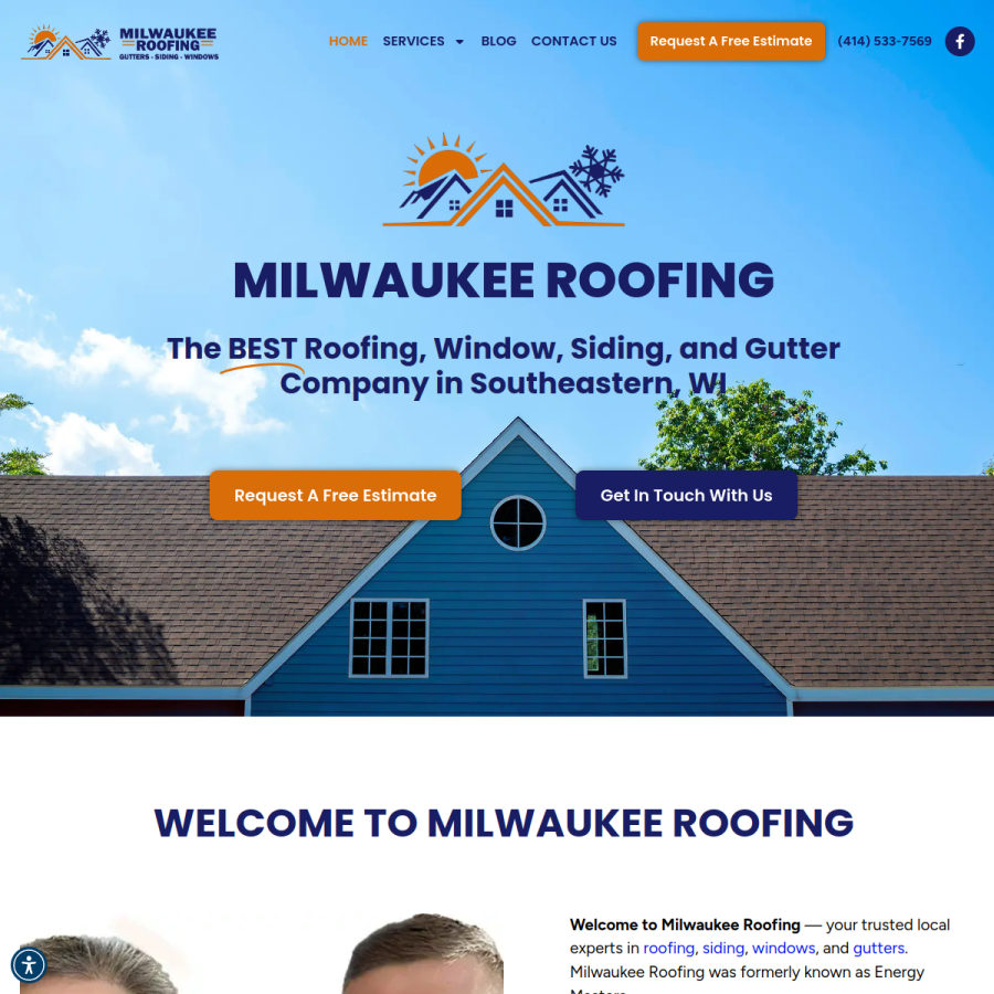 milwaukeeroofing.com homepage screenshot