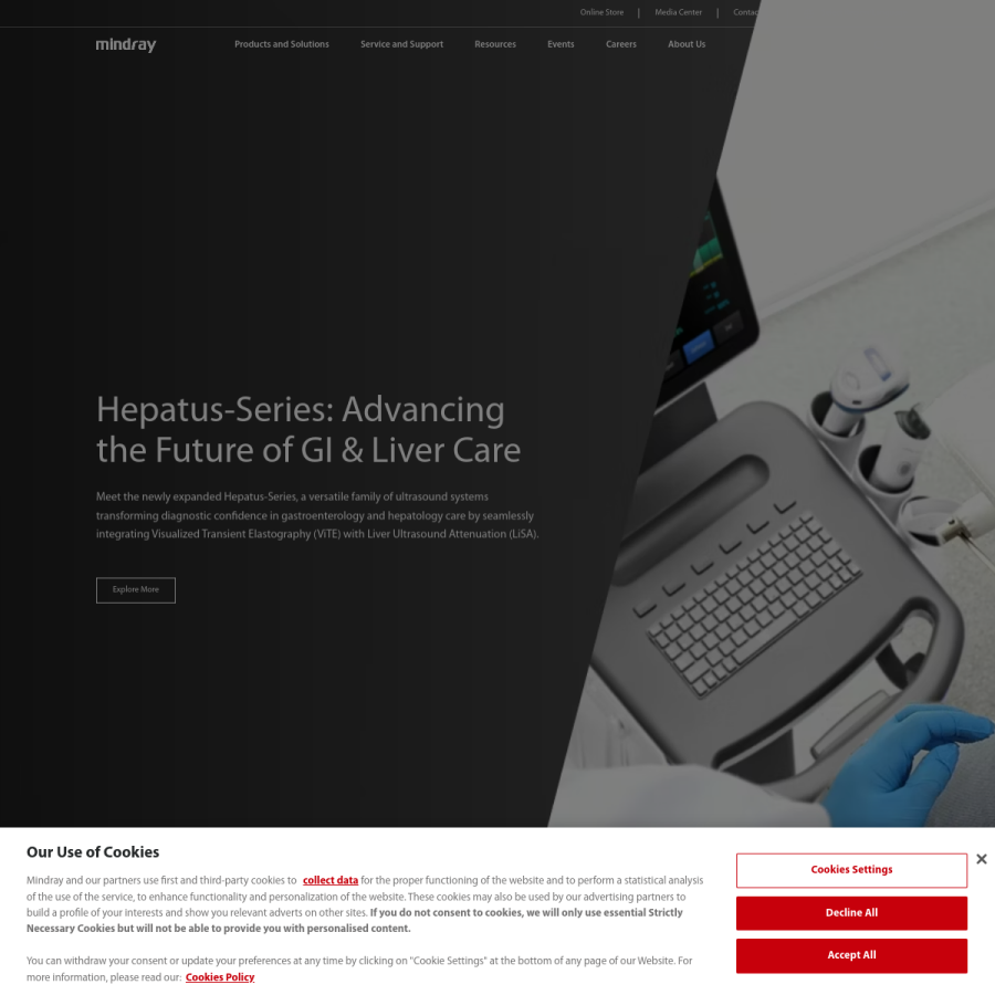mindray.com homepage screenshot
