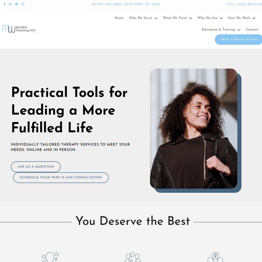 mindwellnyc.com homepage screenshot