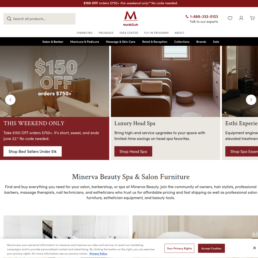 minervabeauty.com homepage screenshot