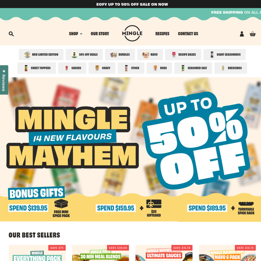 mingleseasoning.com homepage screenshot