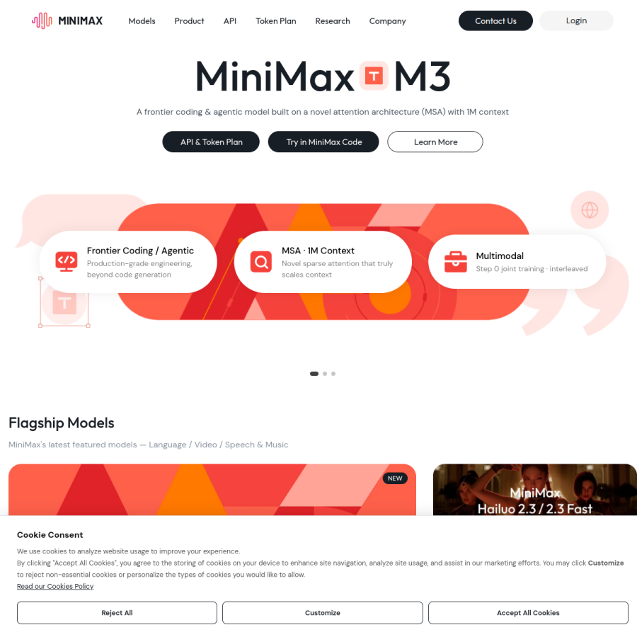 minimax.io homepage screenshot