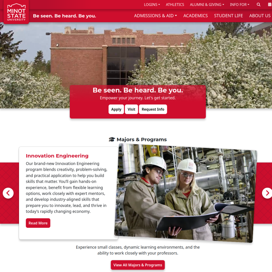 minotstateu.edu homepage screenshot