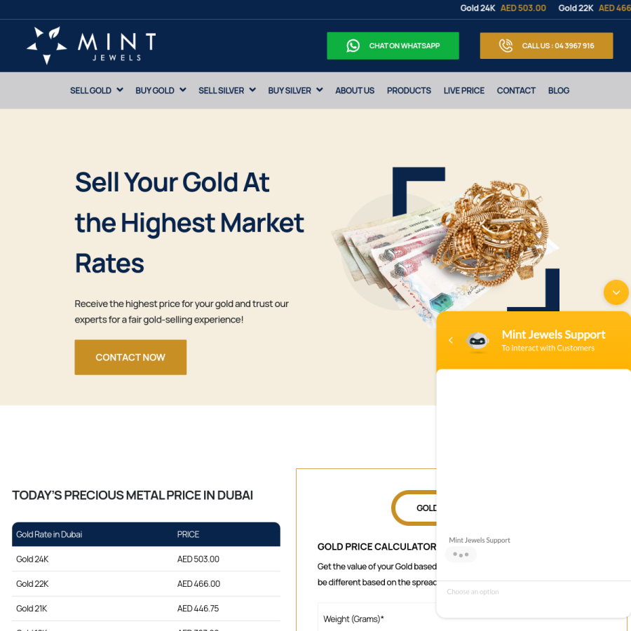 mintjewels.ae homepage screenshot