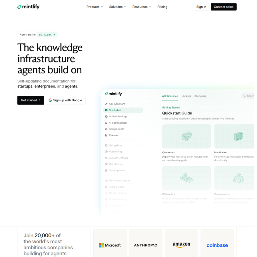 mintlify.com homepage screenshot