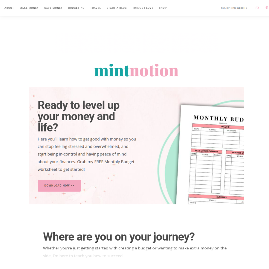 mintnotion.com homepage screenshot