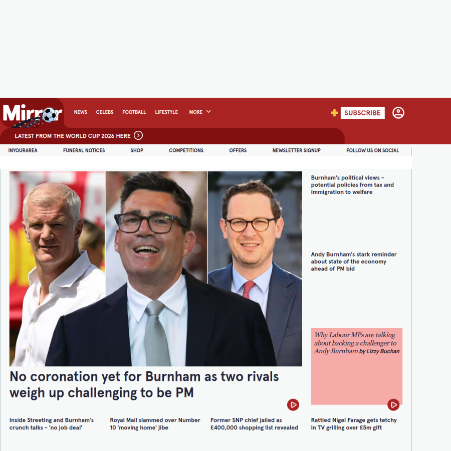 mirror.co.uk homepage screenshot