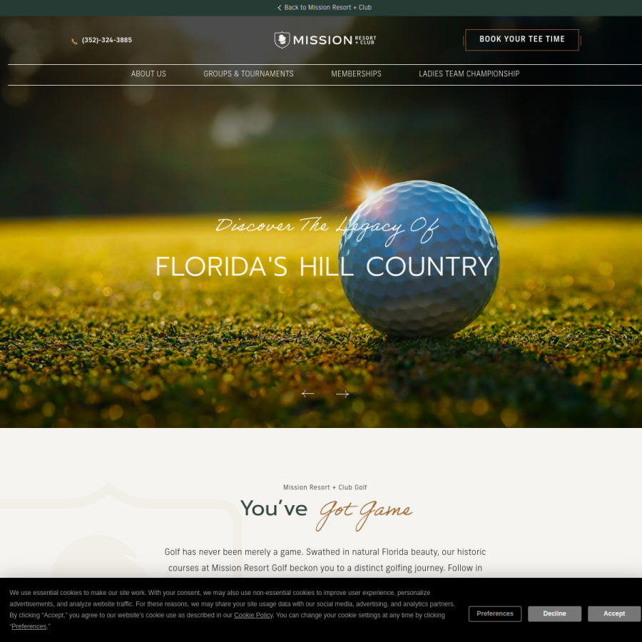 missionresortandclubgolf.com homepage screenshot