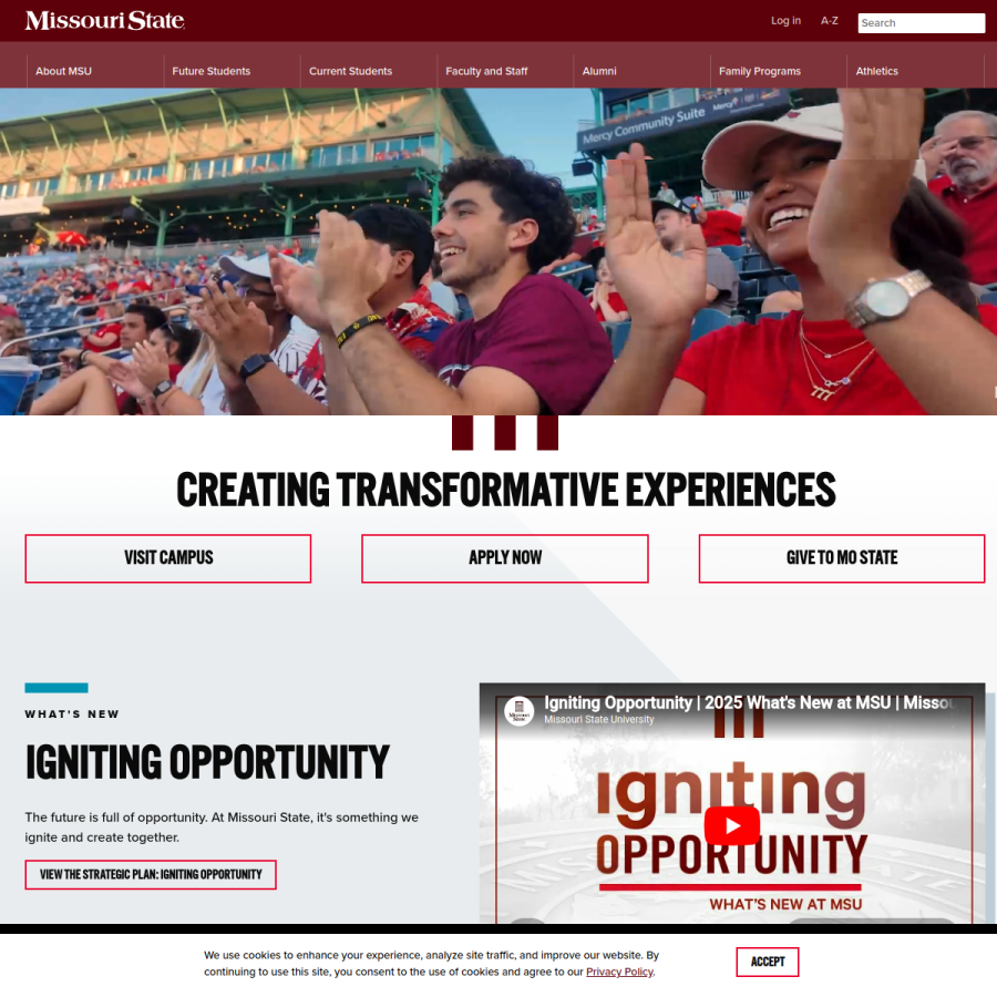 missouristate.edu homepage screenshot