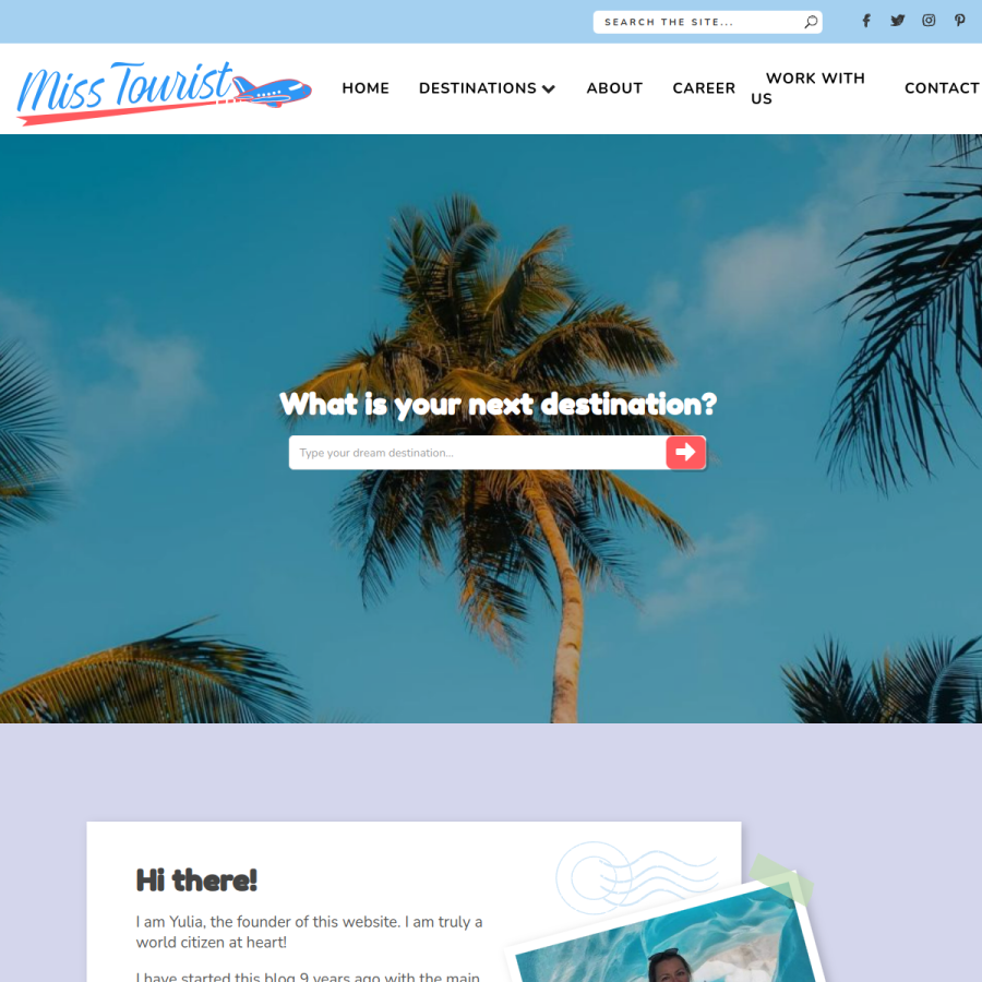 misstourist.com homepage screenshot