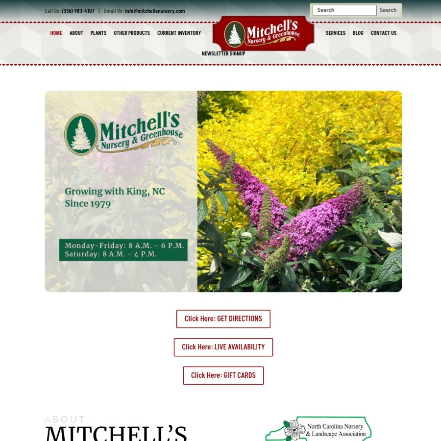 mitchellsnursery.com homepage screenshot