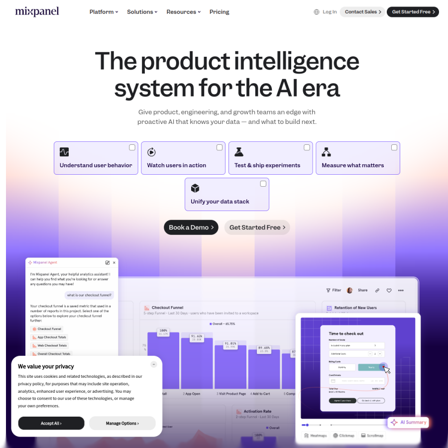 mixpanel.com homepage screenshot