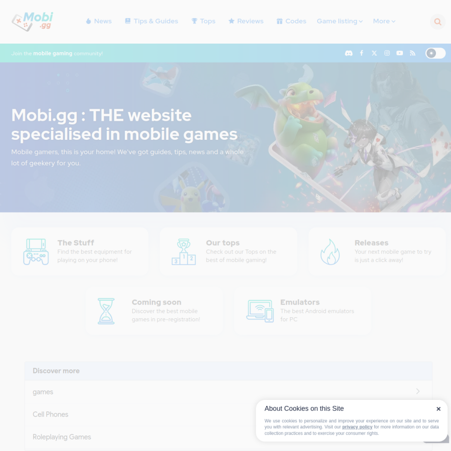 mobi.gg homepage screenshot
