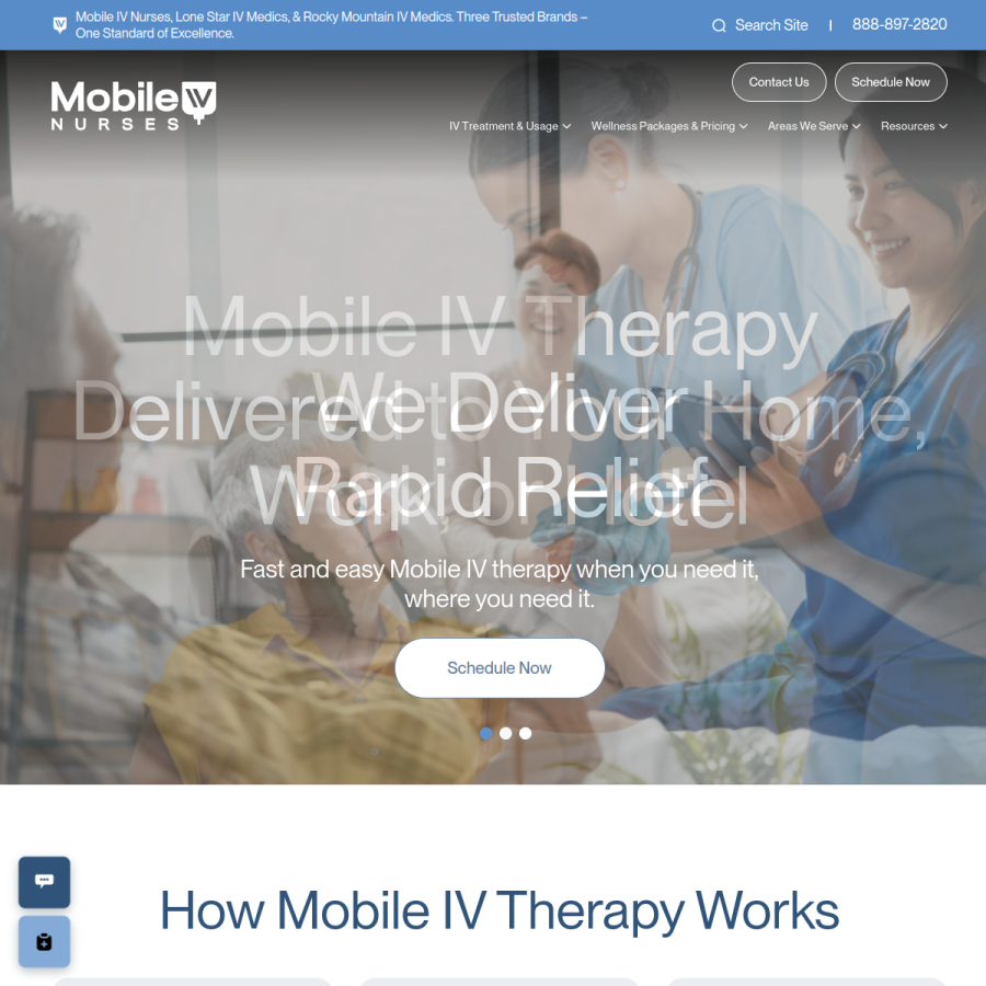 mobileivnurses.com homepage screenshot