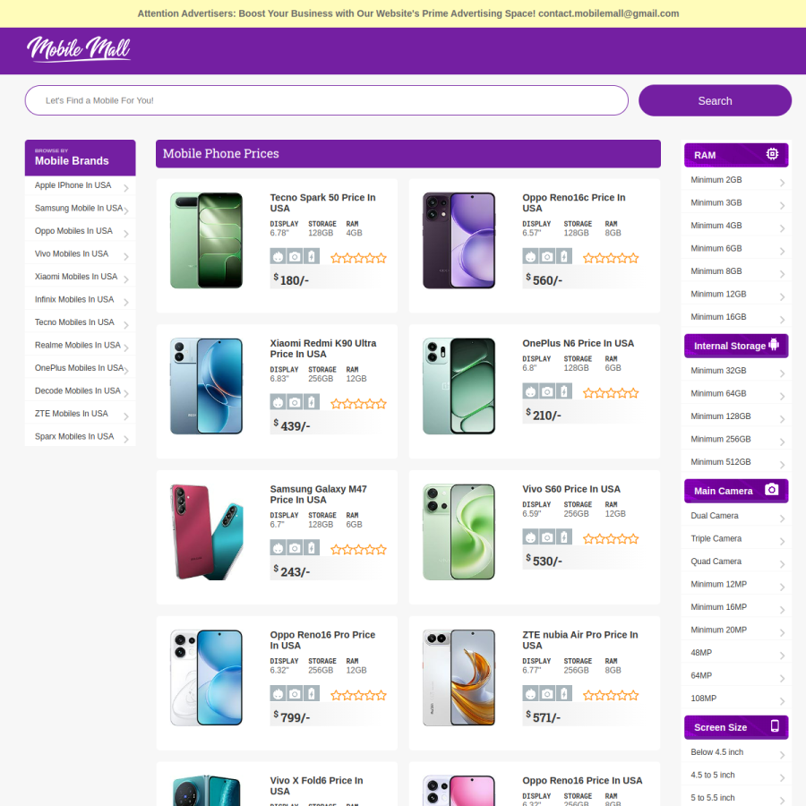 mobilemall.co homepage screenshot