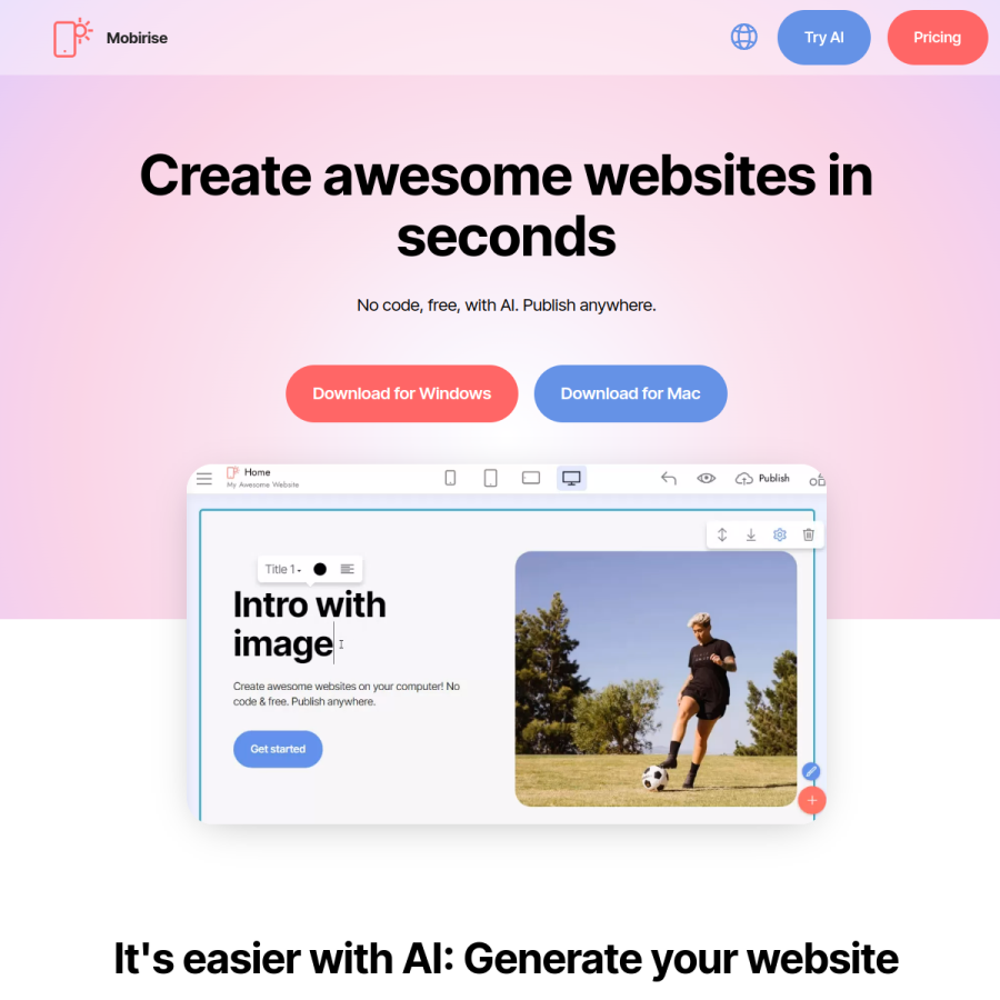 mobirise.com homepage screenshot