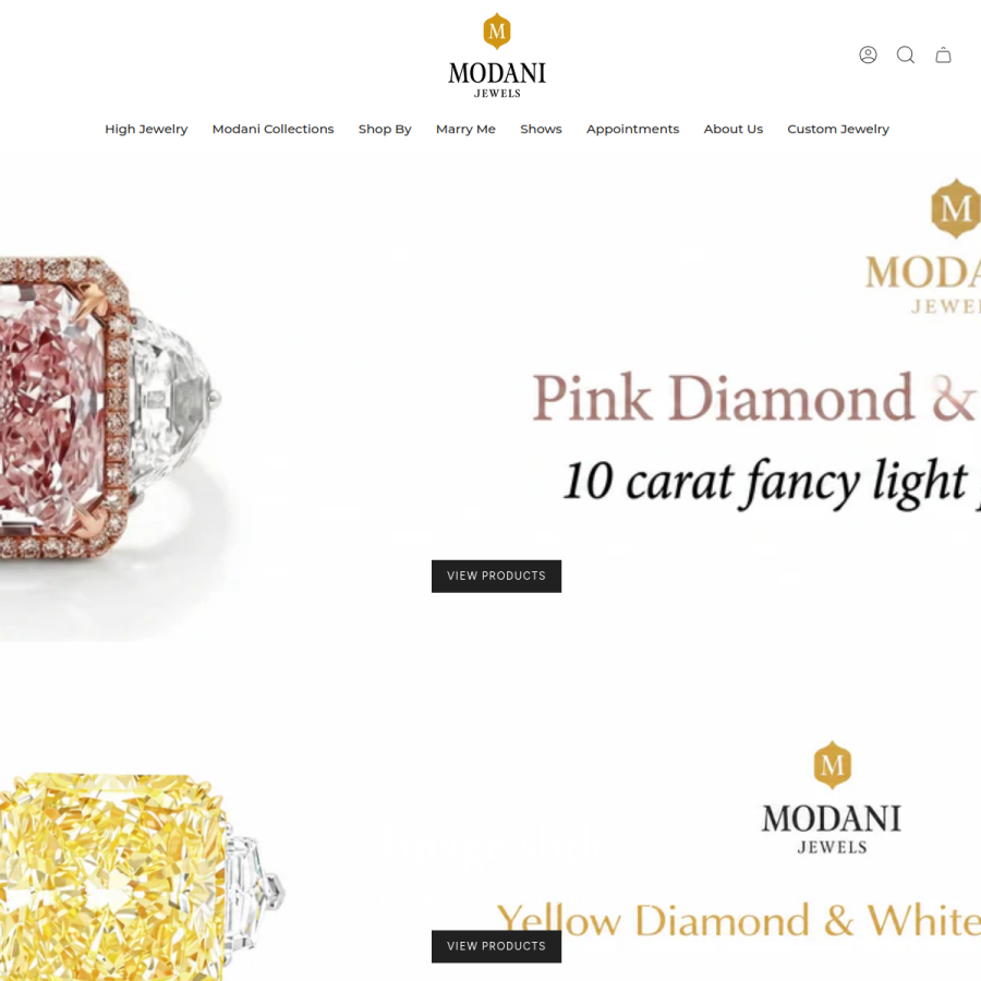 modanijewels.com homepage screenshot