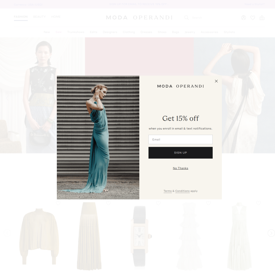 modaoperandi.com homepage screenshot