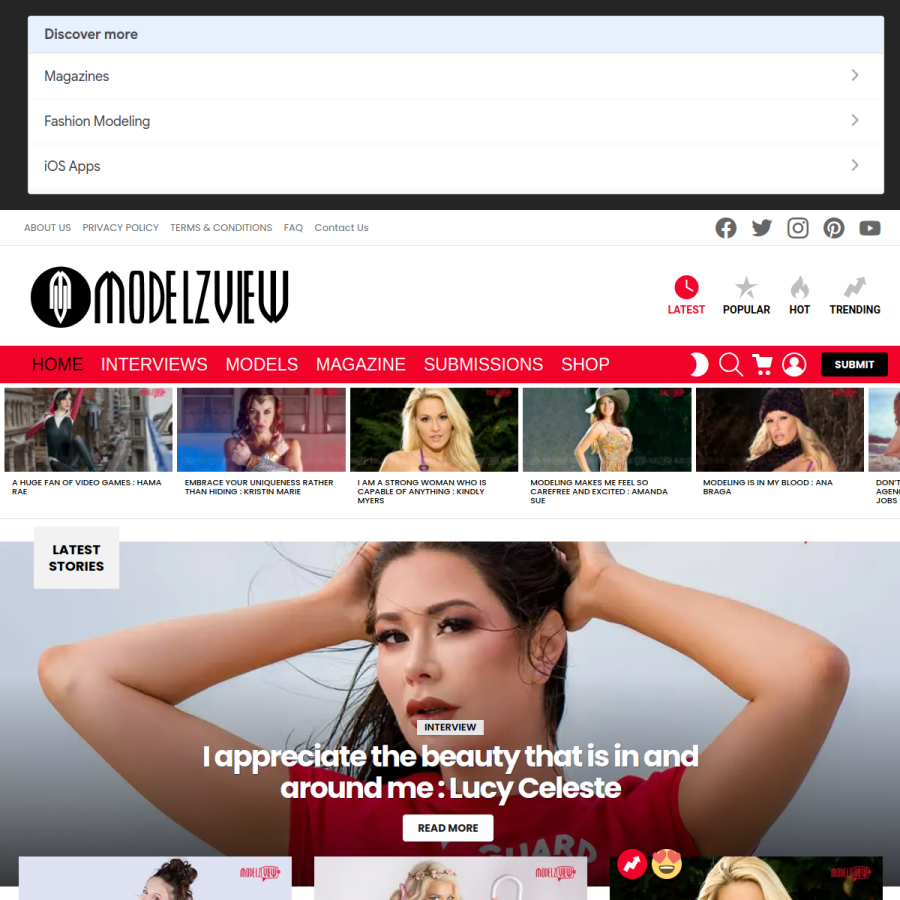 modelzview.com homepage screenshot