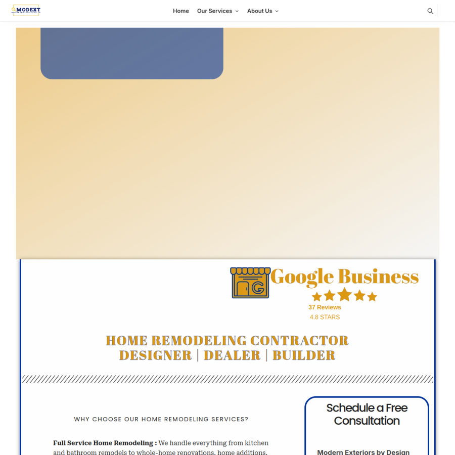 modextconstruction.com homepage screenshot