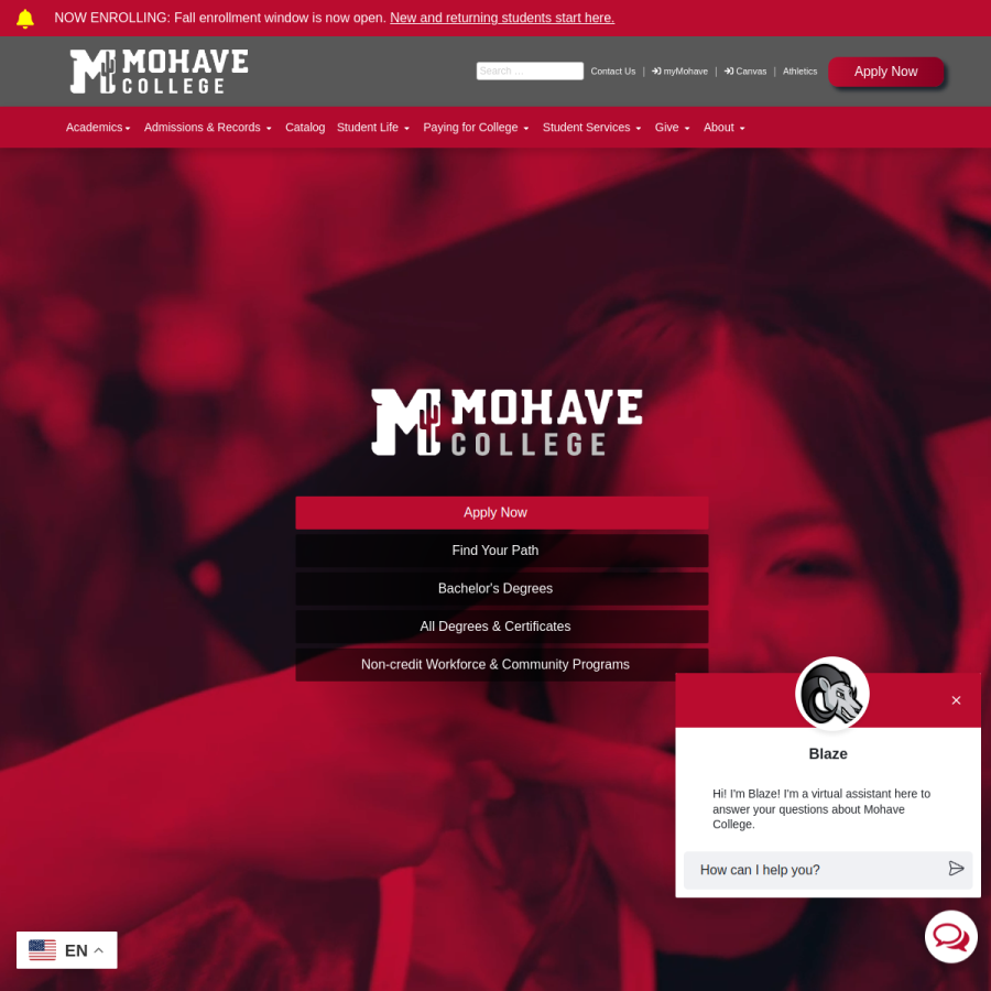 mohave.edu homepage screenshot
