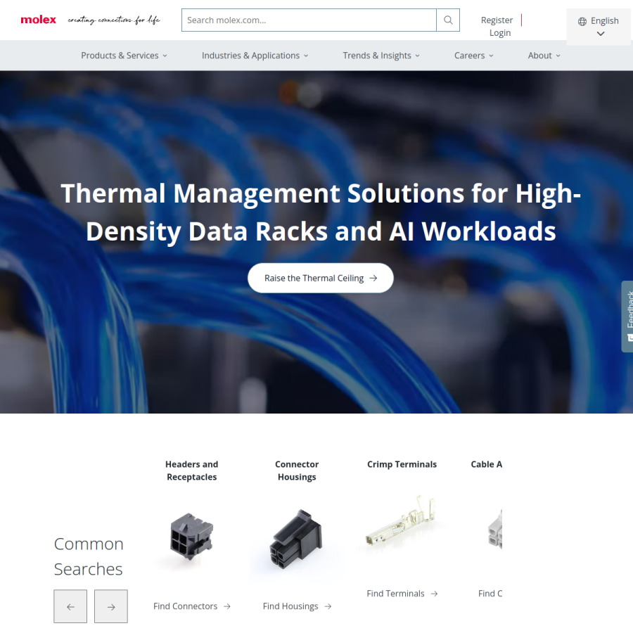 molex.com homepage screenshot