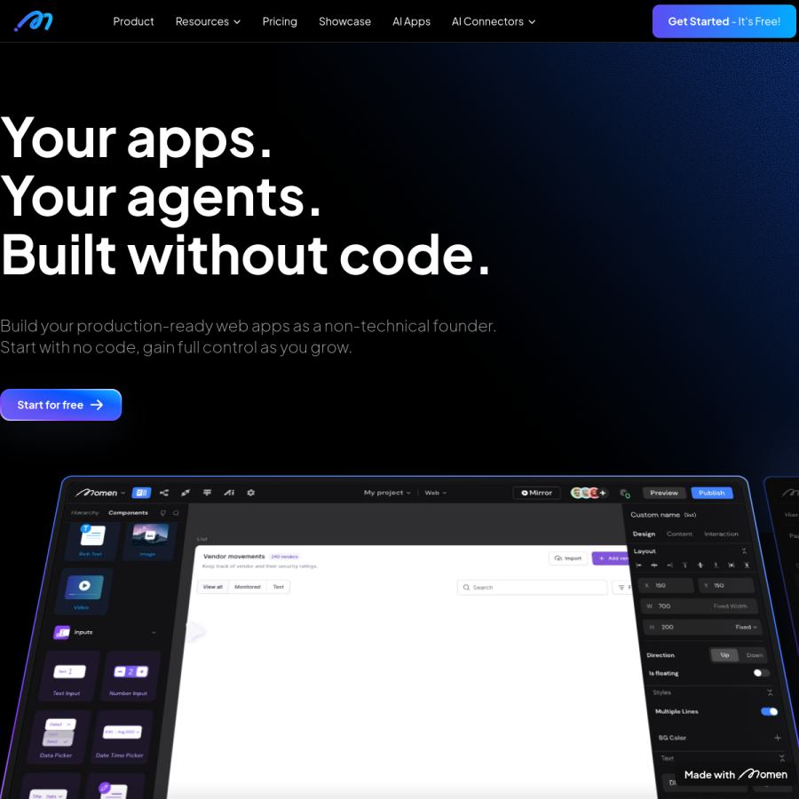 momen.app homepage screenshot