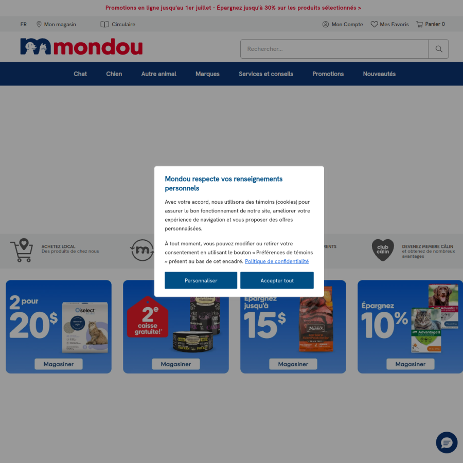 mondou.com homepage screenshot