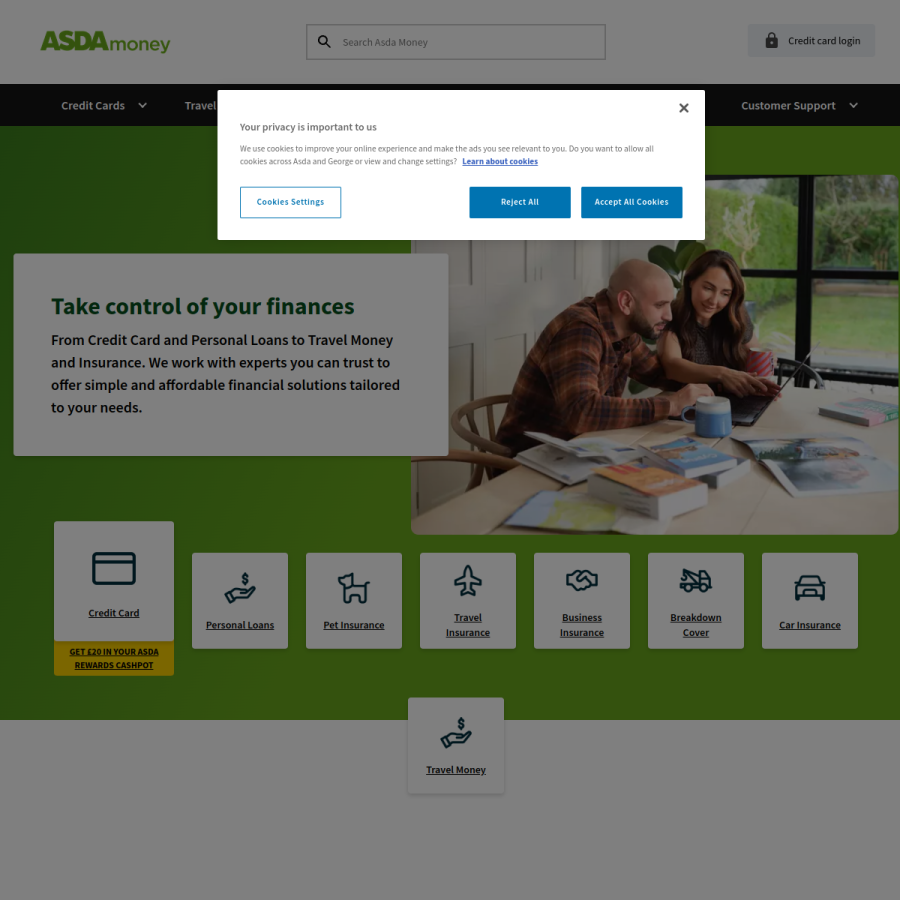 money.asda.com homepage screenshot