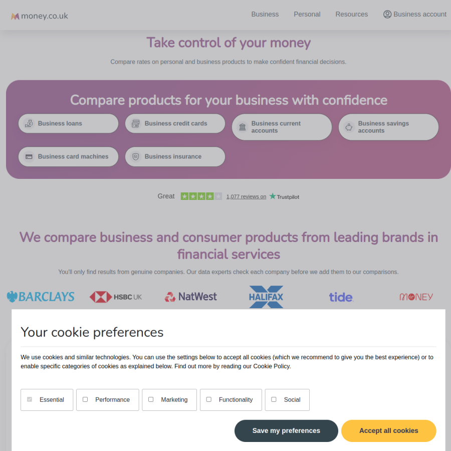 money.co.uk homepage screenshot