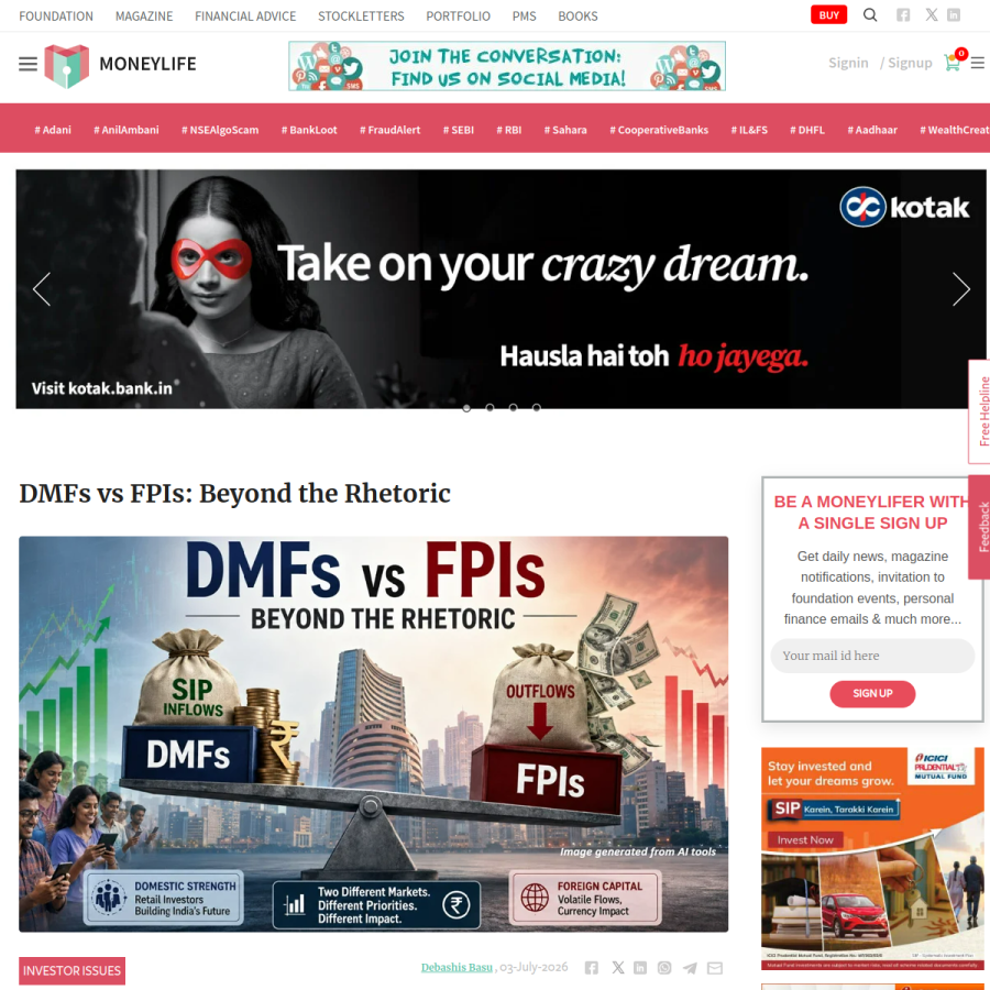moneylife.in homepage screenshot