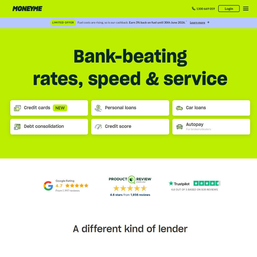 moneyme.com.au homepage screenshot