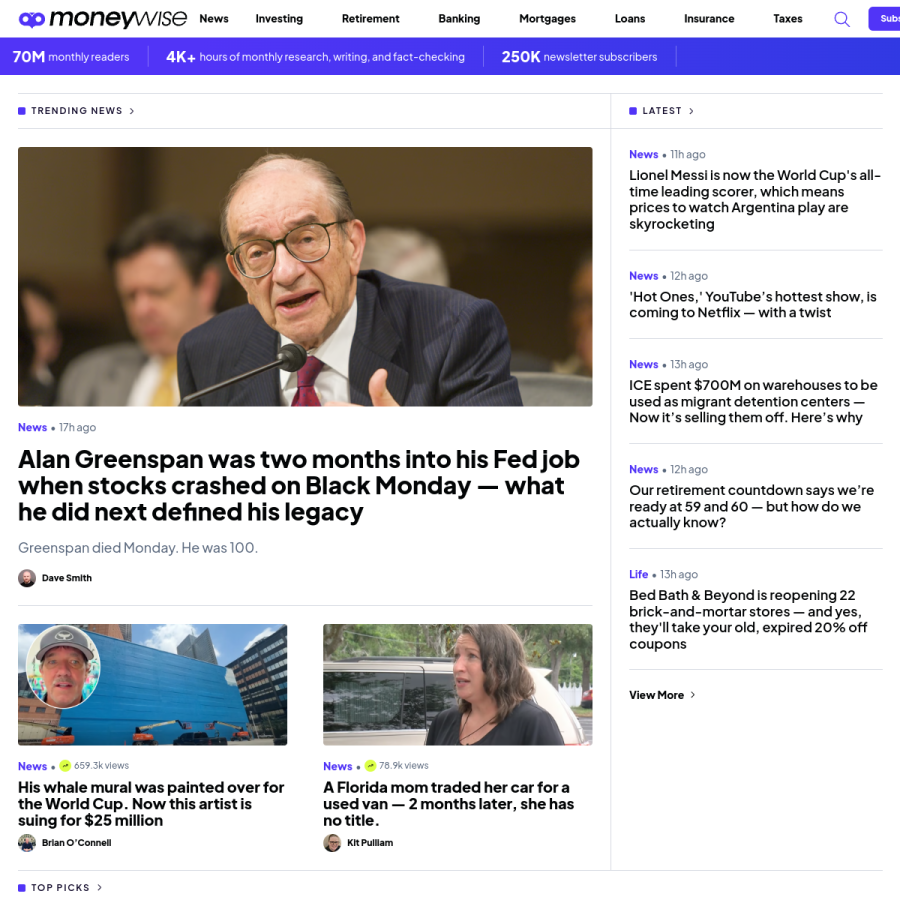 moneywise.com homepage screenshot