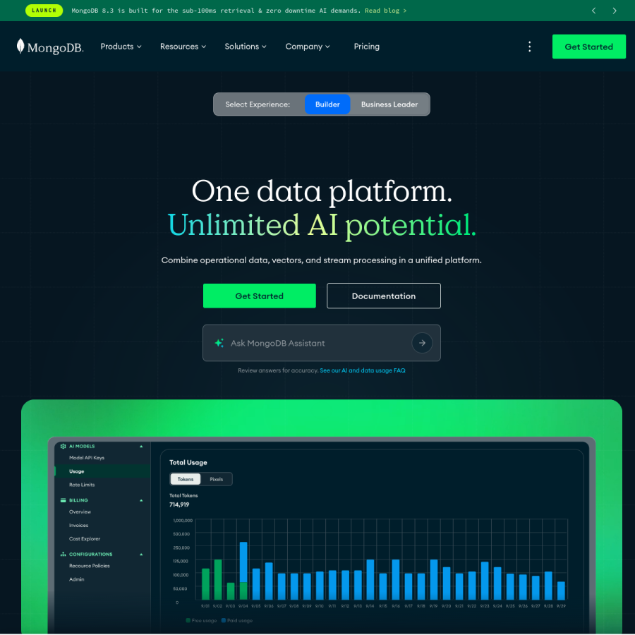 mongodb.com homepage screenshot